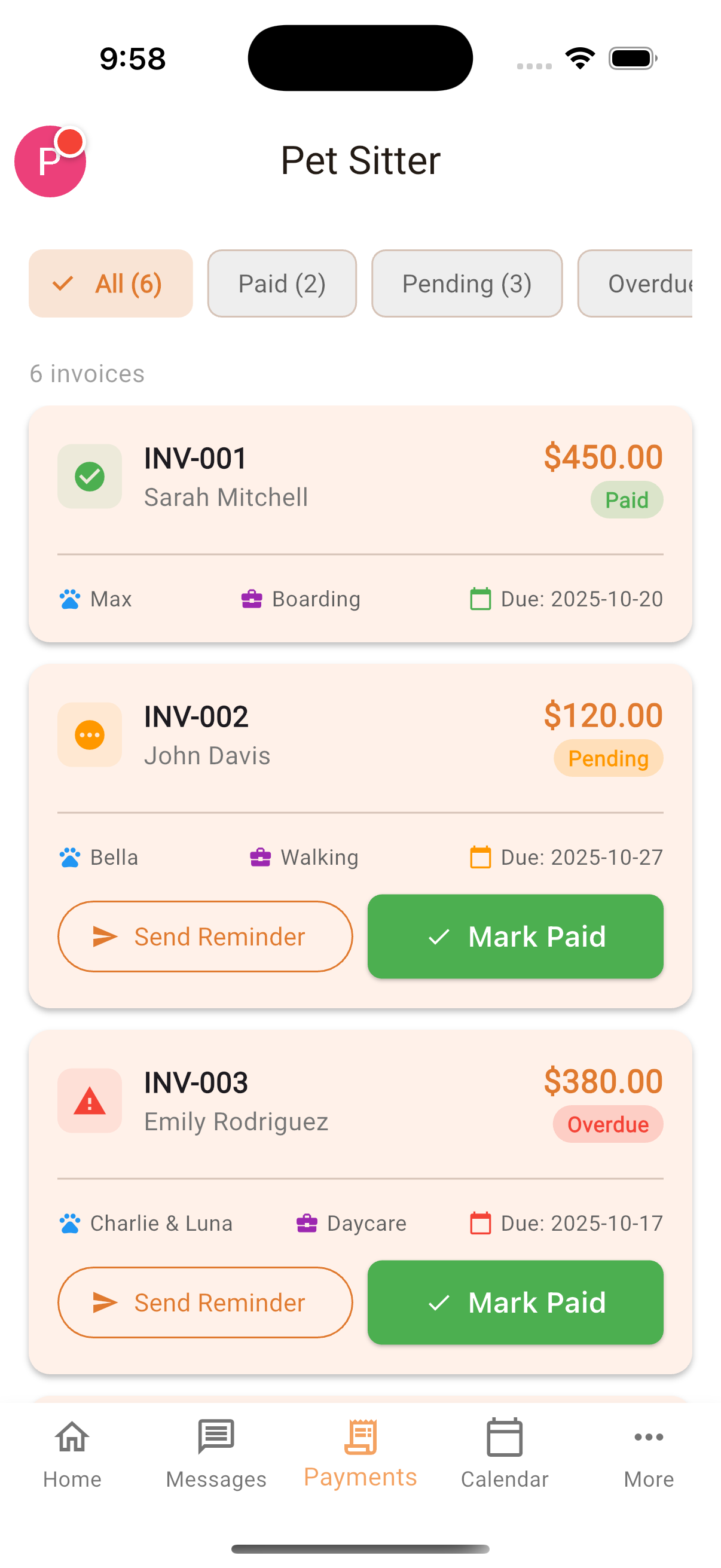 Manage invoices/billing