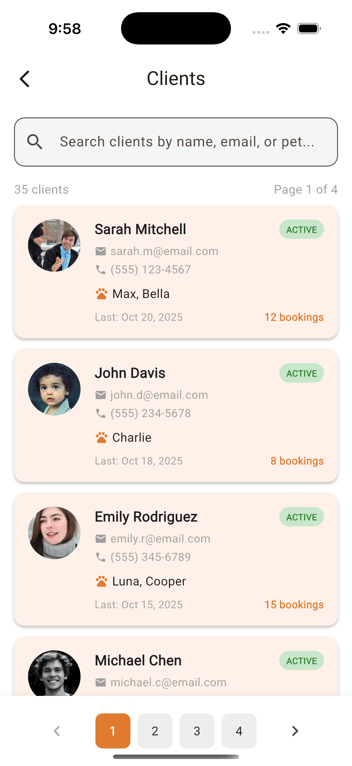 Maintain/find previous clients
